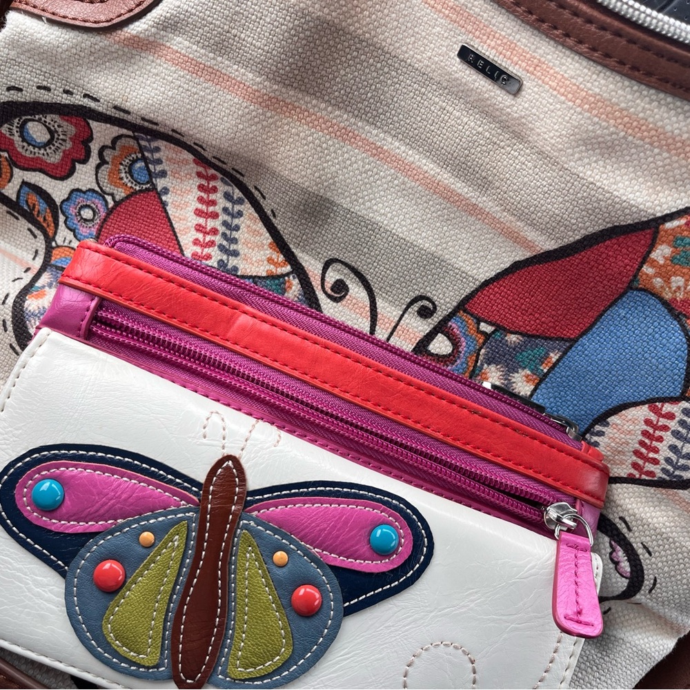 Relic Multicolor Butterfly Wallet with Pink and Red Accents